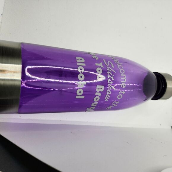 Hand Crafted Travel Water Bottle Plastic Steel Lid Bottom Purple Funny Saying - Picture 6 of 8